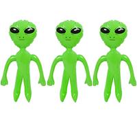 Quickdraw 3 x Inflatable Alien 64cm Large Green Sci-Fi Space UFO Martian Blow Up Aliens Party Decoration Accessory Prop