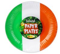 Quickdraw 32 x Irish Flag Paper Plates St Patrick's Day Party Tablewear Disposable Plate Set Ireland Party Supplies 7" Plate