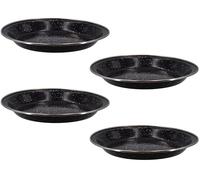 Quickdraw 4 x Enamel Camping Plates - Durable 24cm Lightweight Metal Plate with Enamelled Coating & Stainless Steel Rim - Ideal for Camping, Hiking, Travel, Outdoor Kitchen