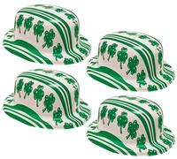 Quickdraw 4 x Irish Shamrock Green Plastic St Patrick's Day Bowler Hats Adults Costume Accessory Fancy Dress Party Ireland Celebration