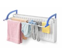 Quickdraw 5 Bar Radiator Clothes Airer Rack - Foldable Laundry Dryer Folding Radiator Attachment Hanging Drying Rack - Blue & White