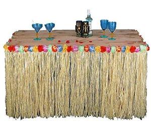 Quickdraw 5m Hawaiian Table Skirt Grass Tropical Tiki Bar Garden Beach Summer Party Decoration