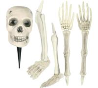 Quickdraw 5pc Buried Skeleton & Skull Bones Garden Prop Grave Stakes Halloween Party Decoration Realistic Bones