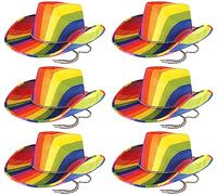 Quickdraw 6 x Rainbow Cowboy Hats LGBTQ+ Pride Hat Party Accessories Fancy Dress Costume Headwear Accessories for Men and Women