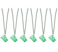 Quickdraw 6 x St Patricks Day Shot Glasses Novelty Irish Shamrock Drinking Glass with Necklace