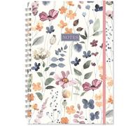 Quickdraw A4 Notebook - Wild Bloom Floral Hardback Journal - 200 Lined Pages - Elastic Closure - Sturdy Spiral Binding - Premium FSC 80gsm Paper - Perfect for Work, School & Home - A4 Size Notebook