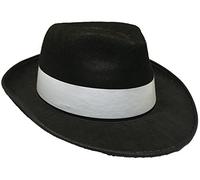 Quickdraw Adults Gangster Hat Black with White Band Mafia Fancy Dress Costume Accessory