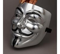 Quickdraw Anonymous Vendetta Face Mask Guy Fawkes Hidden Identity Hacker Fancy Dress Masks Gold Black Silver (Silver Vendetta)