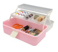 Quickdraw Cantilever Storage Box - Large & Medium Multi-Tray Organizer for Crafts, Beads, Sewing, Nail Art - Portable Toolbox with Handle & Secure Clasp (Medium 665)