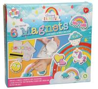 Quickdraw Children's Kids Create Make Mould & Paint Your Own 6 Rainbow Magnets Craft Kit MYO Magnet