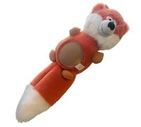 Quickdraw Dog Squeaky Plush Toy 40cm - Flat Tail No Stuffing Animal Chew Toy with Built-In Squeaker, Durable Soft Tug Fetch Cuddle Toy for Medium Large Dogs, Fox Raccoon Beaver (Fox)