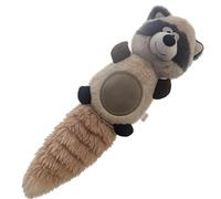 Quickdraw Dog Squeaky Plush Toy 40cm - Flat Tail No Stuffing Animal Chew Toy with Built-In Squeaker, Durable Soft Tug Fetch Cuddle Toy for Medium Large Dogs, Fox Raccoon Beaver (Racoon)