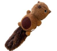 Quickdraw Dog Squeaky Plush Toy 40cm - Flat Tail No Stuffing Animal Chew Toy with Built-In Squeaker, Durable Soft Tug Fetch Cuddle Toy for Medium Large Dogs, Fox Raccoon Beaver (Beaver)