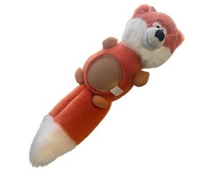 Quickdraw Dog Squeaky Plush Toy 40cm - Flat Tail No Stuffing Animal Chew Toy with Built-In Squeaker, Durable Soft Tug Fetch Cuddle Toy for Medium Large Dogs, Fox Raccoon Beaver (Fox)