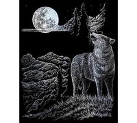 Quickdraw Engraving Art Scraper Foil Kit A4 Wolf Moon Pre-Printed Silver Foil Set With Scraper