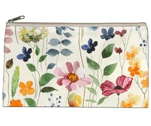 Quickdraw Floral Wild Bloom Accessory Bag for Women - Ladies Multipurpose Stationery Makeup & Toiletry Zip Pouch Pencil Case - Ideal for Travel 21.5cm x 12.5cm
