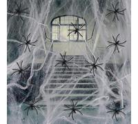 Quickdraw Halloween Spiders Web Decoration Fake Webs 80g Stretchable Cobwebs With 8 Plastic Spiders Spooky Indoor Outdoor Scary Party Prop