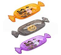 Quickdraw Halloween Sweet Shaped Trick or Treat Tray Kids Plastic Party Serving Dish for Candy & Chocolate (Set of 3) (QDS975050)