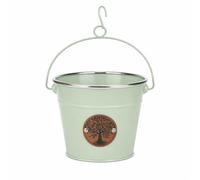 Quickdraw Hanging Metal Peg Bucket with Hook - Tree of Life Storage Bucket Planter for Fence Balcony Railings - Garden Laundry Peg Holder Herb Flower Pot (Sage Green)