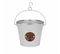Quickdraw Hanging Metal Peg Bucket with Hook - Tree of Life Storage Bucket Planter for Fence Balcony Railings - Garden Laundry Peg Holder Herb Flower Pot (Grey)