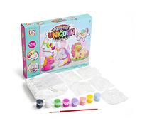 Quickdraw Magical Unicorn Plaster Set Mould & Paint Your Own Unicorn Figures 5pk Kids Craft Set
