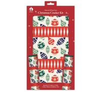 Quickdraw Make & Fill Your Own Christmas Cracker Kit - Pack of 6 Christmas Crackers with Hats, Jokes & Ribbons - DIY Arts & Crafts Activity - 35cm Long - Add Your Own Gifts (Baubles)