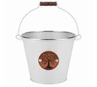 Quickdraw Metal Plant Pot Bucket Planter with Handle - Tree of Life Herb Flower Pot Indoor Outdoor Garden Planter Steel 16cm - Green, Blue or Grey (Grey)