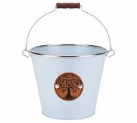Quickdraw Metal Plant Pot Bucket Planter with Handle - Tree of Life Herb Flower Pot Indoor Outdoor Garden Planter Steel 16cm - Green, Blue or Grey (Blue)