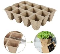Quickdraw Seedling Trays Biodegradable Square Pots with 12 Cells for Plant Propagation - Eco Friendly Nursery Trays for Seed Planting Vegetables Herbs & Flowers (3 Trays - 36 Cells Total)