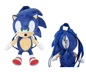 Quickdraw Sonic Plush Backpack Hedgehog Character Soft Toy Rucksack With Zipper 35cm Secret Storage Carry Bag