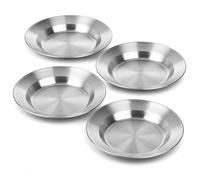 Quickdraw Stainless Steel Camping Plates 24cm Set of 4 - Deep Plate Bowl Hybrid Lightweight Metal Dishes for Camping Hiking Picnic Outdoor Dining Reusable Easy Clean Rust Resistant Travel Plates