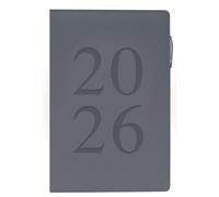 Quickdraw Supplies 2026 A6 Day a Page Appointment Diary with Pen - Tabbed Monthly Index Planner - Soft Touch Casebound Covers - Full Year UK Organiser Journal (Blue)