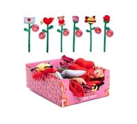 Quickdraw Supplies 6 x Easter Plush Flower Bouquet Soft Toy Set - 30cm Bendy Stems Roses Hearts Teddy Characters - Cute Easter Gift for Kids Adults Hamper Decoration Birthday Present