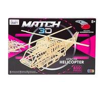 Quickdraw Supplies Build Your Own Matchstick Model Kit 650 Piece 3D Construction Set Helicopter Motorbike or Spitfire STEM Craft Toy with Glue Tools Instructions for Children Age 8 Plus (Helicopter)