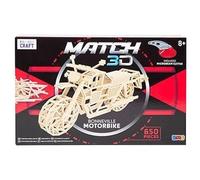 Quickdraw Supplies Build Your Own Matchstick Model Kit 650 Piece 3D Construction Set Helicopter Motorbike or Spitfire STEM Craft Toy with Glue Tools Instructions for Children Age 8 Plus (Motorbike)