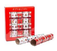 Quickdraw Supplies Christmas Crackers 10 Pack 12 inch (30 cm) - Family Party Table Festive Crackers with Jokes Paper Hats Snap & Plastic Strong Card with Bows - Eco Friendly 100% Recyclable Packaging