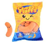 Quickdraw Supplies Crisps Snack Pack Plushie Friends - Soft Toy Set - Cheesy Fluffs Crispy Fluffs Bean Fluffs - Cute Kawaii Cuddly Fidget Plush Toys - Collectible Gift for Kids (Cheesy Fluffs)