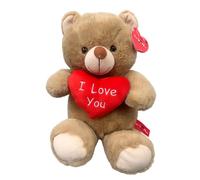 Quickdraw Supplies Easter Teddy Bear - 28cm Brown Plush Soft Cuddly Bear with I Love You Heart - Cute Easter Gift for Kids Girlfriend Wife - Keepsake Present