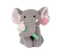 Quickdraw Supplies Elephant Teddy Bear Plush with Flower - Soft Grey Cuddly Elephant Soft Toy Gift - Cute Keepsake Teddy for Kids, Babies & Adults, Baby Shower, Birthday or Mum Gift 25cm