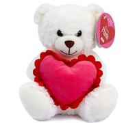 Quickdraw Supplies Mothers Day Teddy Bear Plush Soft Cuddly Toy with Heart or Love Envelope 20cm Romantic Gift for Girlfriend Wife Partner Kids Anniversary Surprise Keepsake (White)