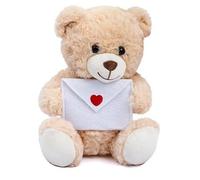 Quickdraw Supplies Mothers Day Teddy Bear Plush Soft Cuddly Toy with Heart or Love Envelope 20cm Romantic Gift for Girlfriend Wife Partner Kids Anniversary Surprise Keepsake (Cream)