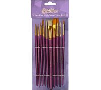 Quickdraw Supplies Pro Artist Paint Brush Set 10 Piece Detailing Fine Modelling Painting Supplies Brushes (Pro Golden Taklon Brush Set)