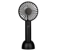 Quickdraw Supplies Rechargeable Handheld Mini Cooling Fan - 3" Head with Built-In Battery USB Charging 3 Speeds Removable Stand Lightweight Travel or Desk Use - H22 x W9 x D3.5cm - Portable Fans