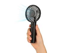 Quickdraw Supplies Rechargeable Mini Handheld Fan - 3” Portable Cooling Fan with USB Charging, 3 Speeds & Removable Stand - Lightweight Personal Fan for Travel, Home or Desk Use