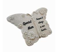 Quickdraw Supplies Special Mum Butterfly Memorial Stone 15cm Grave Tribute Ornament Stone Effect Garden Remembrance Plaque for Graveside Headstone Flower Bed Sympathy Keepsake Gift