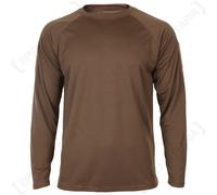 Quickdry Long Sleeve T-Shirt - Dark Coyote Sports Base Under Layer New