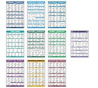 QUICKFIT 10 Pack - Exercise Workout Poster Set - Pilates, Dumbbell, Suspension, Kettlebell, Resistance Bands, Stretching, Bodyweight, Barbell, Yoga Poses, Exercise Ball (Laminated, 18" x 27")