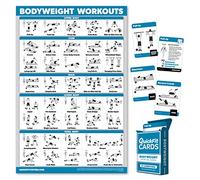 QuickFit 2 Pack - Bodyweight Workout Poster - Laminated 18" x 24" & Bodyweight Exercise Card Set - 2.5" x 3.5"