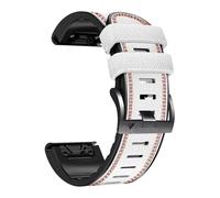 QuickFit 22 26mm Strap For Garmin Epix Gen 2 Leather+Silicone Band For Fenix 8 E 7 7X Pro 47 51mm 5X Plus 6X 6 Bracelet(White,26mm)