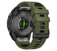 Quickfit 26mm Silicone Replacement Watch Band for Garmin Fenix 8 51mm/Fenix 7X Pro Solar/7X Pro/7X Solar/7X/6X Pro/6X for Enduro 3/Descent Mk3i/Instinct 2X/Tactix 7/Quatix 7X Green/Black
